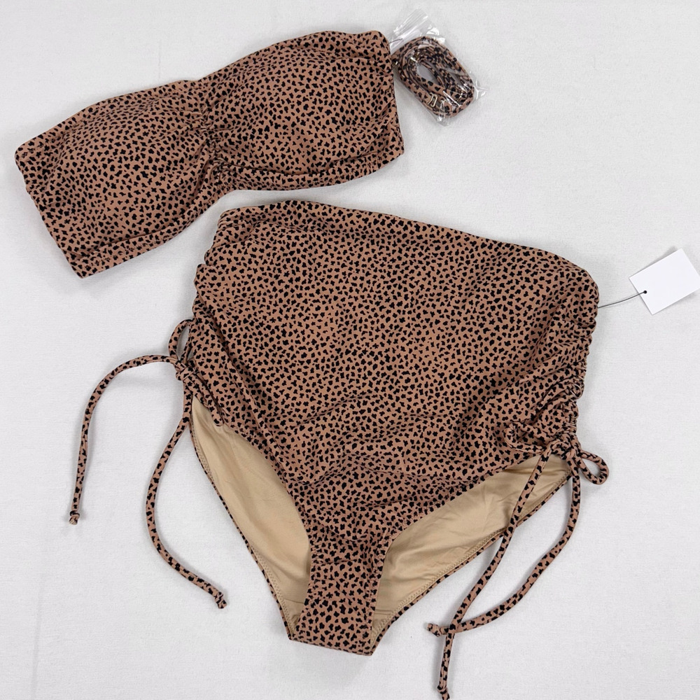 A Pea In The Pod Maternity Cheetah Convertible 2pc Bikini Women's Small Brown